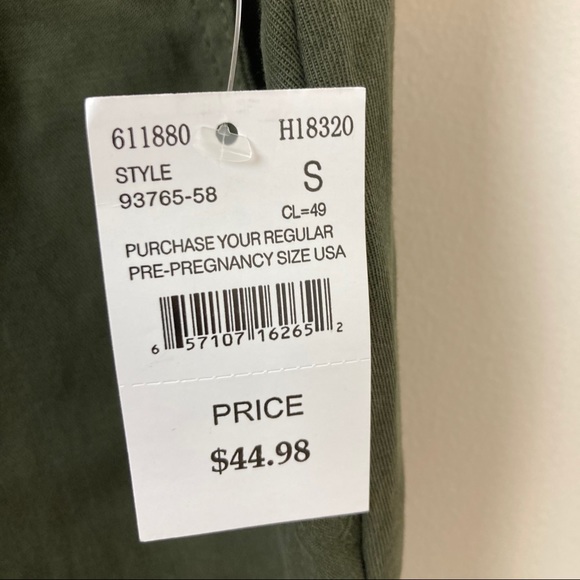 Motherhood Maternity Army Green Cargo Jumpsuit NWT - Picture 3 of 15